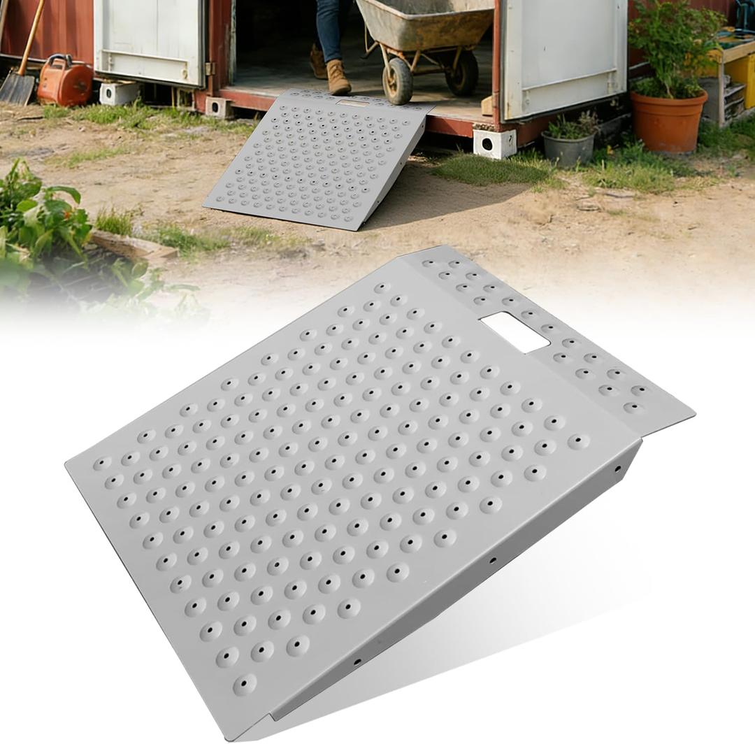 Shed Ramps 1 Pc, 29" x 24" Shed Ramp for Riding Mower & Lawn Equipment, 750 lbs Capacity Anti-Slip Punch Plate Ramp for Garages, Barns, Metal Storage Ramps for Wheelchairs, ATV, Lawnmower, Golf Cart