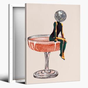 Black and White Posters Funky Funny Bathroom Wall Art After The Disco Party Prints Painting Preppy Bar Wall Decor for Teen Girl Toilet Bathroom8x12inch Woodframed