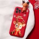 Christmas Case for Samsung Galaxy S23 5G 6.1'', Silicone Red Cover with Lovely 3D Deer Doll Patterns Design Shockproof Soft Cartoon Cute Xmas Present Skin Cases for Woman Girls, Elk