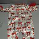 Baby Girl Easter Pajamas Newborn Bunny Carrot Cross Feather Trim Nightgown Jumpsuit Romper Cute Silk Pjs Sleepwear (6-12 Months, Santa Claus Bow Print White)