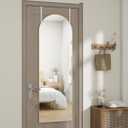Arched Full Length Door Mirror 14x48, Metal Frame with Protective Film, No-Drilling Hanging or Wall Mount, Hooks & Hardware Included, Full Body Mirror for Bedroom, Dorm, Gold
