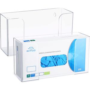 Weysat 2 Pcs Acrylic Glove Box Holder Dispenser Glove Holder for Wall Mount,Clear Acrylic Kitchen Rack Wall Floating Mask Dispenser for Medical Latex Rubber Disposable Tissue Boxes