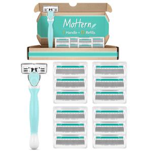 Razors for Women Sensitive Skin, 6 Blades Women’s razors for Shaving Including 2 Travel Razors for Women with 15 Blade Refills, Green