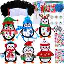 Winlyn 24 Sets Christmas Craft Kits Winter Crafts DIY Christmas Penguin Ornaments Decorations Art Sets Foam Penguin Christmas Stickers for Kids Holiday Festive Home Classroom Activities Party Favors