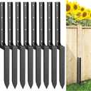 2-4-6-8 Pack Fence Post Repair Kit, Thickened Fence Repair Stakes, Heavy Duty Steel Fence Post Repair Stake with Gloves for Fixing Tilted or Broken Wood Posts (8 Pack, Black)