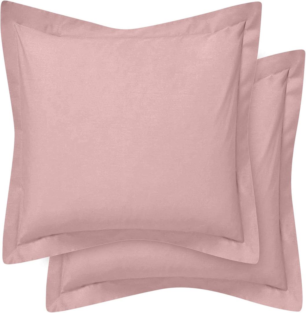 Cotton Metrics Heavy Quality European Square Pillow Shams Set of 2 Blush Pink 600TC 100% Organic Cotton Euro Pillow Shams 22x22 Pillow Cover, Cushion Cover Euro Size (Euro 22x22, Blush Pink)