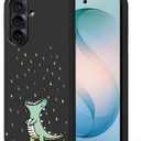 Unov Case Designed for Galaxy S26, Black Phone Case with [Anti-Slip Embossed Pattern], Shockproof Slim Protective [Anti-Scratch TPU] Back Cover, Rainbow Dinosaur