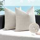 Artscope Outdoor Waterproof Throw Pillow Covers 16x16 Inch Decorative Linen Outdoor Pillows Cushion Case for Patio Couch Sofa - Beige