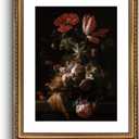 ARPEOTCY Vintage Gold Framed Large Wall Art, Retro Still life Floral Flowers in a Bowl Canvas Prints Artwork with Antique Frame, Victorian Wall Paintings Decor for Living Room Gallery, 16x20 inch (20L" x 16W", Flowers in Bowl)
