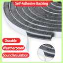 ZOMPAGO Strong Adhesive Brush Weather Stripping 2 Rolls 0.9in (Tx 0.4in (W) x 33FT, Door Seal for Sliding Windows & Doors,Soundproof Noise Blocker,Draft Stopper for Garage Door Frame & Exterior Doors