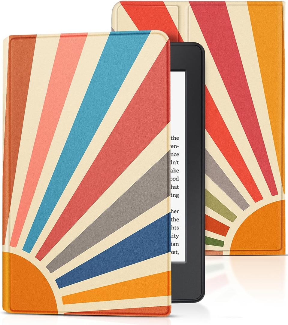 for Kindle Paperwhite 11th Generation Case 6.8 Inch 2021 / Paperwhite Signature Edition Cute Women Girls Teens Kids Unique Sun Folio Fabric Paper White Cover with Auto Sleep/Wake E-Reader