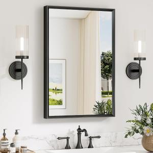Keonjinn 20 x 30 Inch Black Bathroom Mirrors for Over Sink, Beveled Rectangle Framed Mirrors for Wall, Black Bathroom Vanity Mirror, Tempered Glass, Farmhouse Style, Hangs Horizontally or Vertically