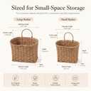 Coeusy Set of 2 Wicker Wall Basket, Paper Roper Hanging Basket Natural