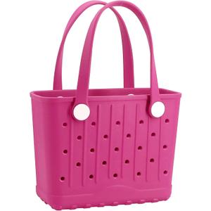 CXY Rubber Tote Bag Small Beach Bag Waterproof Beach Tote Washable Travel Handbag for Sport Boat Market Outdoor (Rose)