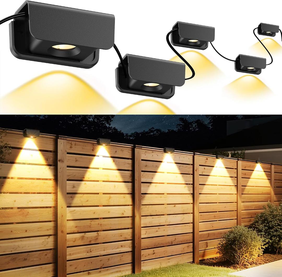 Fence Lights Outdoor, 10 Pack Deck Light with Wire, IP65 Waterproof Warm White Step Lights Outdoor for Stairs, Step, Wall, Yard, Porch, Garden, Patio, and Pathway