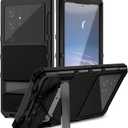 Lunivop for Samsung Galaxy S24 Ultra Case Heavy Duty Metal Phone case with Built-in Screen Protector Lens Protective dust Proof Military Grade Rugged [The Fingerprints Don't Work] Black
