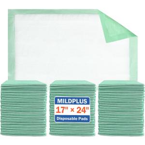 MILDPLUS Disposable Underpads 17"×24"(100 pcs) Light Absorbent Bed Pads Small Chucks Pads for Kids, Puppy, Cat and Tioilet