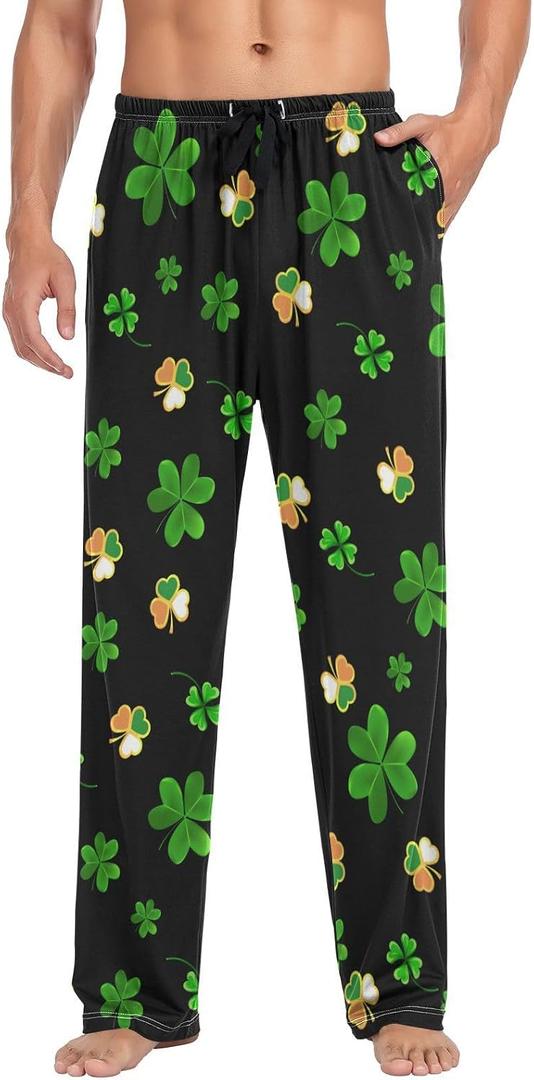 Men's Breathable Pajama Pant Sleep Lounge Bottom Straight-Fit Pj Pant with Pockets (XL)