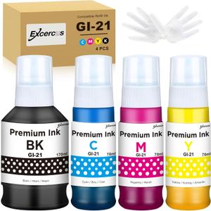GI-21 Ink Bottles Compatible for Canon GI-21 GI21 Ink Refill Bottles for Canon G1220 G1230 G2260 G2270 G3260 G3262 G3270 G3272 G3290 G4270 G4280(1 Black/1 Cyan/1 Magenta/1 Yellow, 4 Pack)
