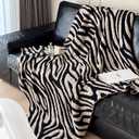 Fluffy Fleece Throw Blanket for Couch, Soft Cozy Black and White Zebra Blankets Fuzzy Thick Twin Blanket for Women, All Seasons (50x70 Inch)