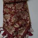 Loom and Mill Vintage Jacquard Table Runner 90 inches Long, Elegant Floral Pattern Dining Table Runners with Tassels, Great for Table Setting Kitchen Dresser Party Holiday Decor(Burgundy, 13x90in) (13 x 90 inch)