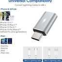 3 x TechMatte Lightning to USB C Type C Adapter Cable, Not for Headphones/OTG, 1.8-2.2A 15W Fast Charging Data Sync, for iPhone 16 iPhone 15 Series iPad iPod AirPods, w Anti-Lost Holder