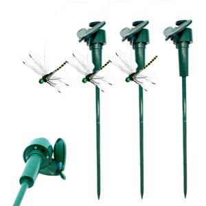 3Pcs Dragonfly Clip Bug Repellent, Realistic PVC Dragonfly Garden Stakes Model Toys, Solar Powered Rotating, Stable and Weather-Resistant Garden Ornaments
