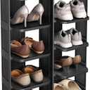Kitstorack 10 Tiers Stackable Shoe Rack for Closet and Front Door Entrance - Free Standing Plastic Stand, Narrow Tall Vertical Organizer for Small Spaces Storage