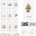 50 Sets Christmas Gift Card Holder for Cash Boho Rustic Christmas Card Money Holder Xmas Cards Bulk with Envelopes and Stickers for Friends Family Holidays Xmas