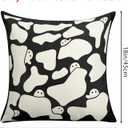 Faylapa Farmhouse Pillow Covers 18x18 Inch Set of 2, Cute White Cow Ghost Holiday Linen Throw Pillow Cases for Home Bedroom Living Room Sofa Couch Decor (Cover ONLY)