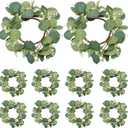 10 PCS Artificial Eucalyptus Wreaths, Candle Rings Wreaths, Candleholders Suitable for Family Gatherings, Holiday Decorations, Gift Selections, Celebration DecorOuter Diameter 25 cm