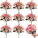 Yunsailing 8 Packs Artificial Peony Flowers Faux Silk Hydrangea Bouquet Vintage Wedding Home Table for Door Decor Reusable Bouquet of Rose Flowers for Valentine Wedding Birthday Party(Light Pink)