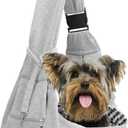 Adjustable Dog Carrier Sling - Hand-Free Dog Carriers for Small Dogs and Cats, Puppy Sling Carrier with Zipper Purse Pocket, Travel Safety Harness, Puppy Essentials (Gray)
