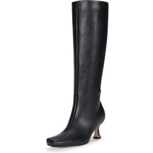 Vepose Knee High Boots for Women with Kitten Low Heel, Tall Fashion Square Toe Long Dressy Boots, Casual Comfort Botas Trendy para Mujer (8, Black-9528-kitten)