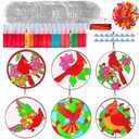 2 x 30 Sets Cardinal Suncatcher Craft Kits, Make Your Own Red Bird Stained Glass Suncatchers for Window Hanging, DIY Window & Wall Art Home Decor Gift for Bird Lovers, Women, Mother's Day & Christmas