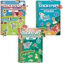 DINO MINI Stickypuff Value Pack - 3 Reusable Puffy Sticker Book for Toddlers - Puffy Stickers for Toddlers - Travel Activities for Kids Ages 4-8 - Screen Free Birthday Gifts (Animals)