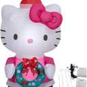 Christmas Inflatable Hello Kitty in Pink Dress Sanrio 4.5 Foot Air-Blown Inflatable Blow Up - Comes with Tether Stakes, Rope, Power Supply and a Repair Patch