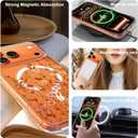 Magnetic for iPhone 17 Pro Max Case [Compatible with MagSafe] Cute Orange Floral Flower Pattern Design, Clear Slim Shockproof Protective Phone Cover for Women Girls