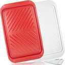 KAQAHIDO Grilling Prep and Serve Trays, BBQ Platter for Raw Meat Marinating and Finished Cooked Food, Melamine Serving Tray, Set of 2, Cleaning Pack Included