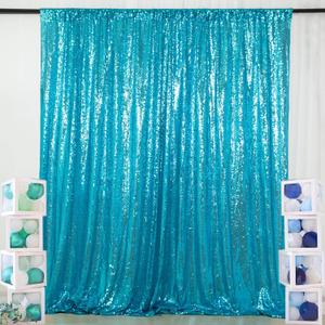 ShinyBeauty Turquoise Sequin Backdrop Curtain | 2 Panels 5Ft x 10Ft Glitter Wedding & Photography Background | Shimmer Curtains | Payette Sequin Aqua Blue Fabric Backdrop