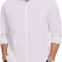 Men's Long Sleeve Casual Button Down Shirts Untucked Shirts for Men Business Stretch Wrinkle Free Dress Shirt (White, XXL)