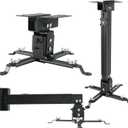 Projector Ceiling Wall Mount Adjustable Height from 11 to 13.7 Inches Bracket with Extendable Arms Low Profile Holder Hanger for Home Office Compatible with Epson Optoma Benq (Black)