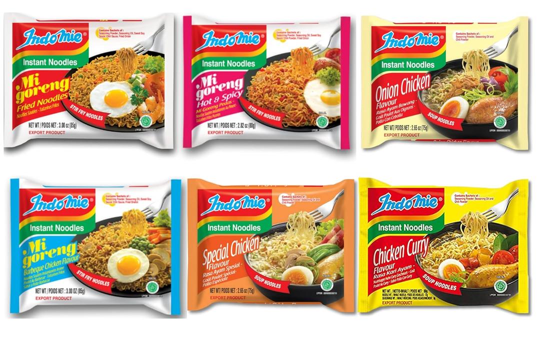 Indomie Variety Pack - 6 Flavors in 1 Case (30 Bags) BBD: 03-11-27