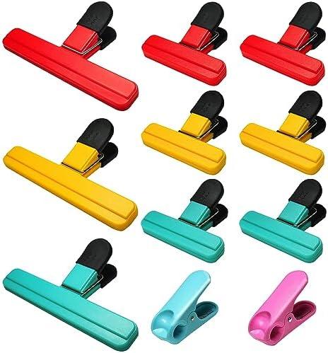 Aranray 11 Pack Chip Clips Bag Clips Food Bag Clips for Food Packages Chips Storage Bags Heavy Duty Snack Kitchen Potato (3 Large, 6 Small & 2 Round, Bright Style)