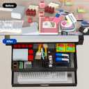 Under Desk Drawer Organizer No Drilling 2 Slide Out Drawer Under Table Storage Drawer Clamp On Under Desk Management Drawer Organizer Suitable for Home and Office