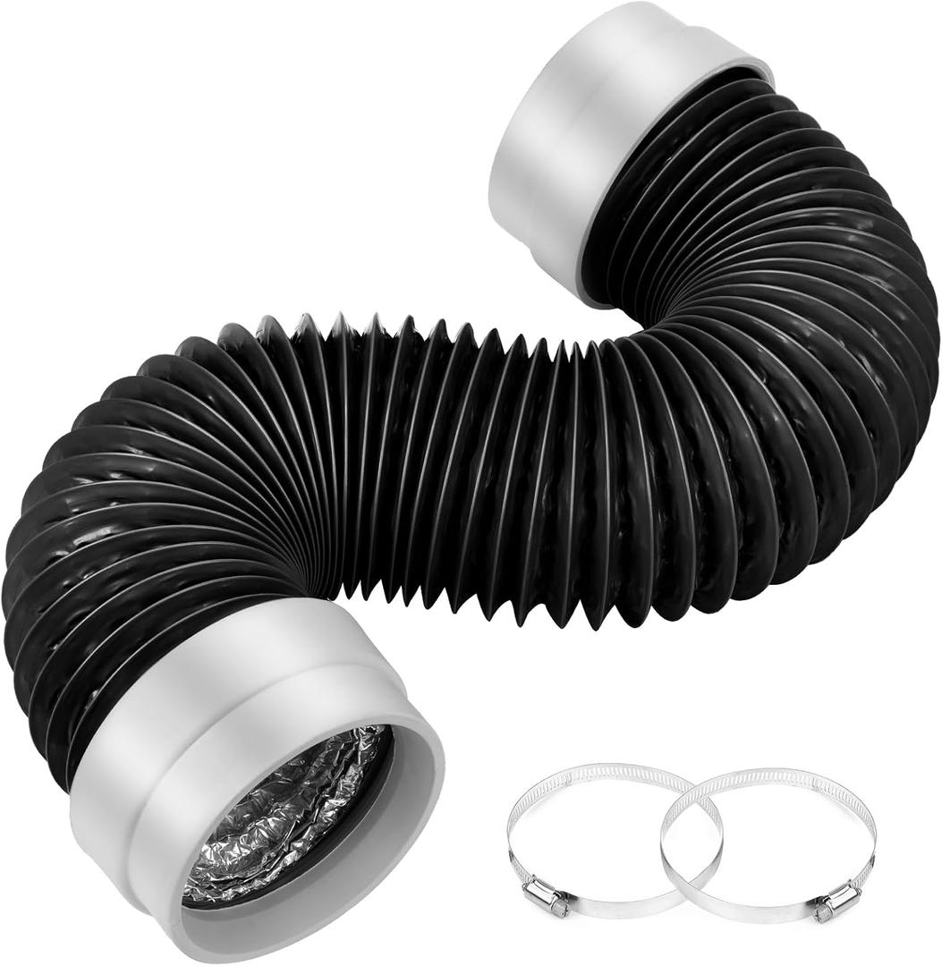 MOPHA Dryer Vent Hose 4 Inch, Heavy Duty 6-Layer Flexible Aluminum Dryer Duct with Rubber Seal Connectors, Heat Resistant Insulated Dryer Exhaust Hose for Tight Spaces, Easy-Install Dryer Vent Kit