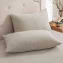 PURE ERA Jersey Knit Pillowcases 100% T-Shirt Cotton Super Soft Comfy Breathable, Set of 2, Queen 20" x 30", Solid Dark Beige
