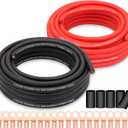 4 Gauge Wire Copper Clad Aluminum CCA 50FT Black/Red with 4ga lugs and Heat Shrink Tube - Battery Power/Ground Cable,Car Audio Speaker,RV Trailer Amp Wiring kit Kit