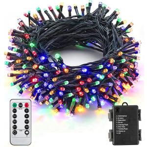 ITICdecor Christmas String Lights 33ft 100 LED Battery Fairy Lights for Indoor Outdoor Waterproof with Remote Control & Timer & 8 Modes Battery Operated String Lights for Xmas Tree Party Garden (Multicolor)