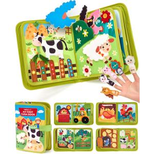 hahaland Busy Book for Toddlers 1-3 - Montessori Toys Busy Board for 1 Year Old Boy Gifts Girl Toys Educational Learning Quiet Activity Books Gifts Toddler Travel Toys for One Year Old Birthday Gift